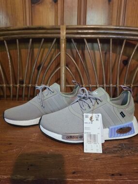 Adidas NMD_R1 Womens Sneakers in Light Gray/Green with Pastel Accents